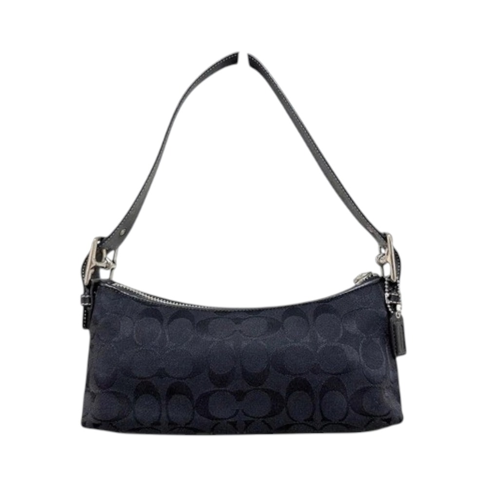 Coach Hamptons East West‎ Baguette Black Signature Jacquard 6371